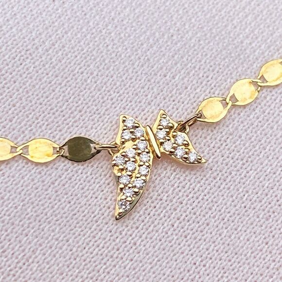 Lana Girl 14K Yellow Gold & Diamond Tiny Butterfly Bracelet - Picture 9 of 9